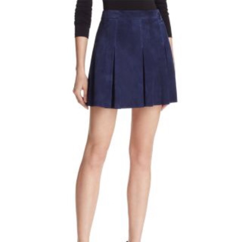 Alice & Olivia Suede pleated skirt